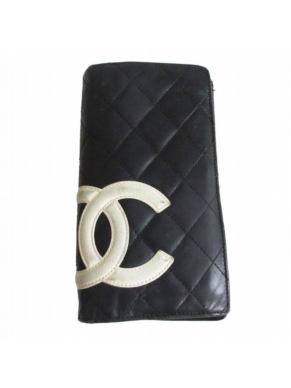 Chanel Wallet Cambon Line Leather Quilted Bifold Seal Black